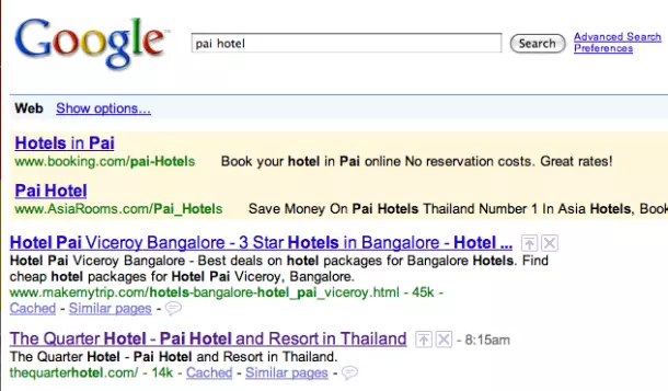 post-2 ผลการเซิร์ท pai hotel ตอนนี้พบว่ายังอยู่หน้าสองอยู่ ดังนั้นการเร่งโพสให้ถูกต้องสักพักก็จะขึ้นหน้าหนึ่งได้