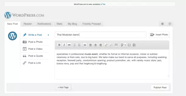 WordPress new post WordPress new post