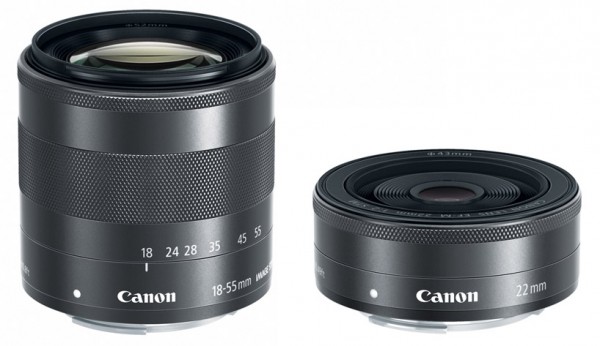 left EF-M 18-55mm f/3.5-5.6 IS STM lens right 22mm f/2 STM lens