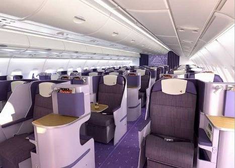 Royal Silk business class จะอยู่ตลอดระยะความยาวชั้นบนของเครื่องบิน